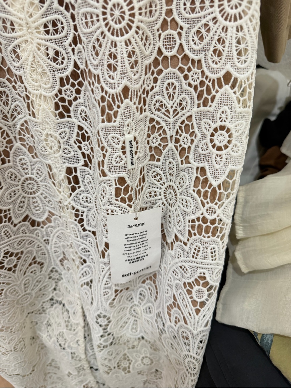 Self-Portrait Cream Floral Crochet Midi Dress - Picture 5 of 8